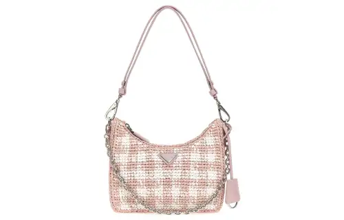 PRADA Leather Shoulder Bag Women's Pink