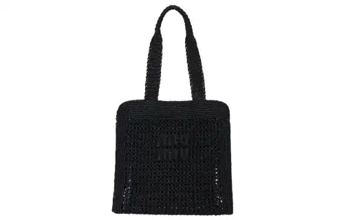 MIU MIU Fabric Tote Bag, Shopping Bag, Shoulder Bag, Handbag Women's Black