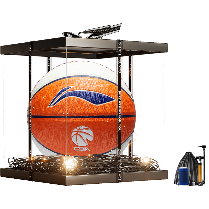 Li Ning Pu Basketball White Blue Orange Size 7 Training Unisex