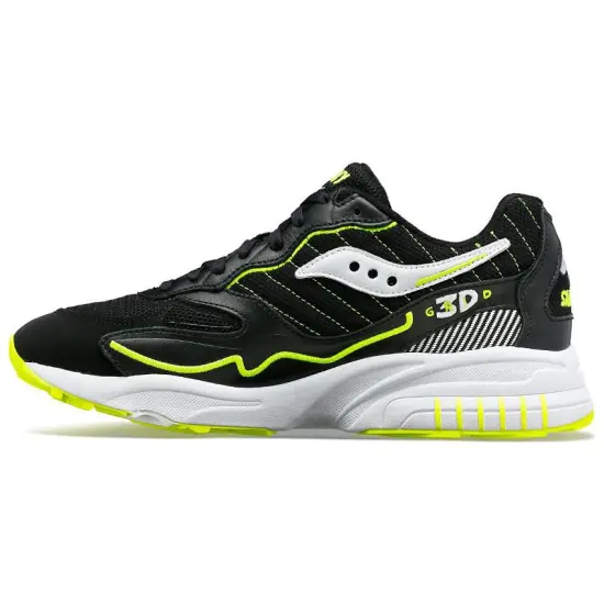 Saucony 3D Grid Hurricane Black Acid Yellow