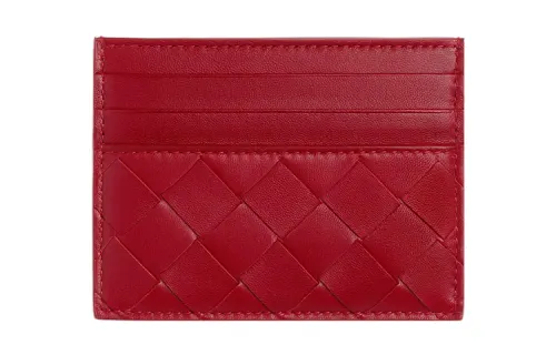 Bottega Veneta Sheepskin Wallet, Card Holder Women's Red