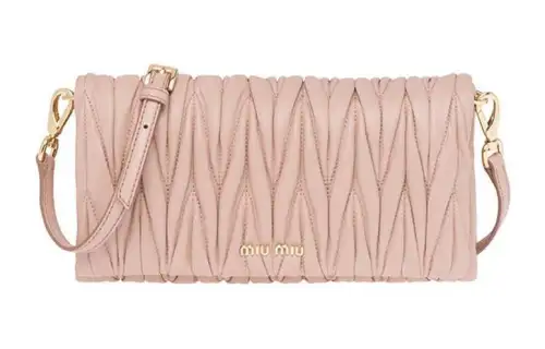 MIU MIU Wander Sheepskin Shoulder Bag, Crossbody Bag Women's Apricot