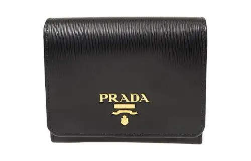 PRADA Cow Leather Wallet Coin Purse Women's Black