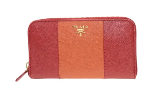 PRADA Calfskin Wallet Women's Red