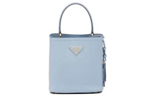 PRADA Panier Leather Shoulder Bag, Crossbody Bag, Handbag Small Women's Blue