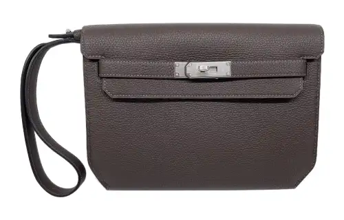 HERMES Kelly Depeches Togo Calfskin Clutch Men's 47 Chocolate