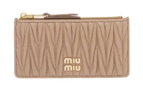 MIU MIU Nappa Leather Card Holder, Wallet Women's Light Brown