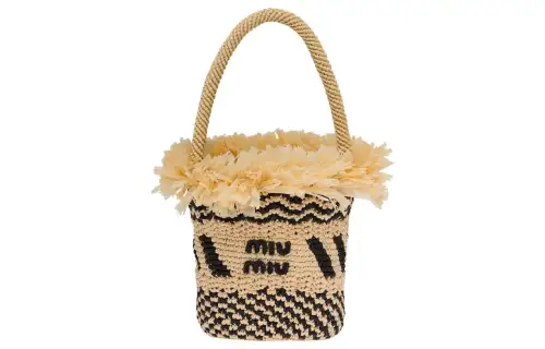 MIU MIU Straw And Wicker Basket Bag, Bucket Bag, Handbag Regular Women's Beige