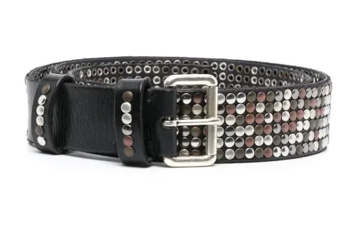 Golden Goose Stud Embellishment, Pin Buckle Calfskin Leather Belts Men's Black 4cm
