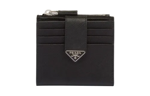 PRADA Logo Plaque Zipped Wallet