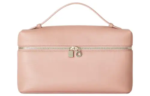 Loro Piana ExtraPocket Leather Makeup Bag Small Square Bag Handbag, Shoulder Bag Regular Women's Pink