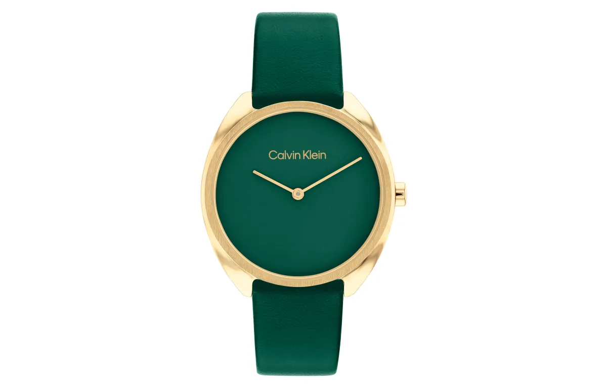 CALVIN KLEIN Wrist Watches Quartz Movement Leather Strap Green Dial Women's Watch Box Available For Purchase