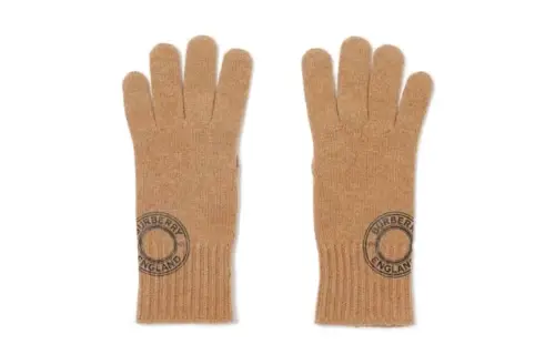Burberry Cashmere, Polyester Knit Gloves Men's Brown