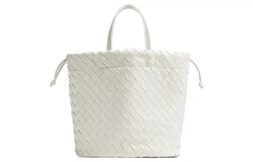 Bottega Veneta Lambskin Bucket Bag Handbag Small Women's White