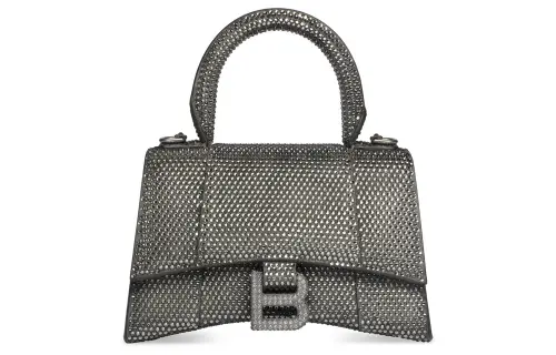 Balenciaga Hourglass Cow Leather Shoulder Bag, Crossbody Bag, Handbag Extra Small Women's Gray