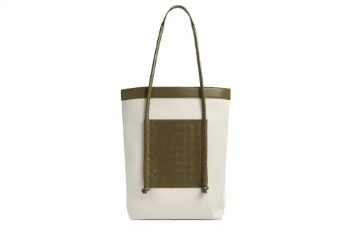 Bottega Veneta Intrecciato Canvas With Calfskin Tote Bag, Shopping Bag, Handbag Men's Jasper/White