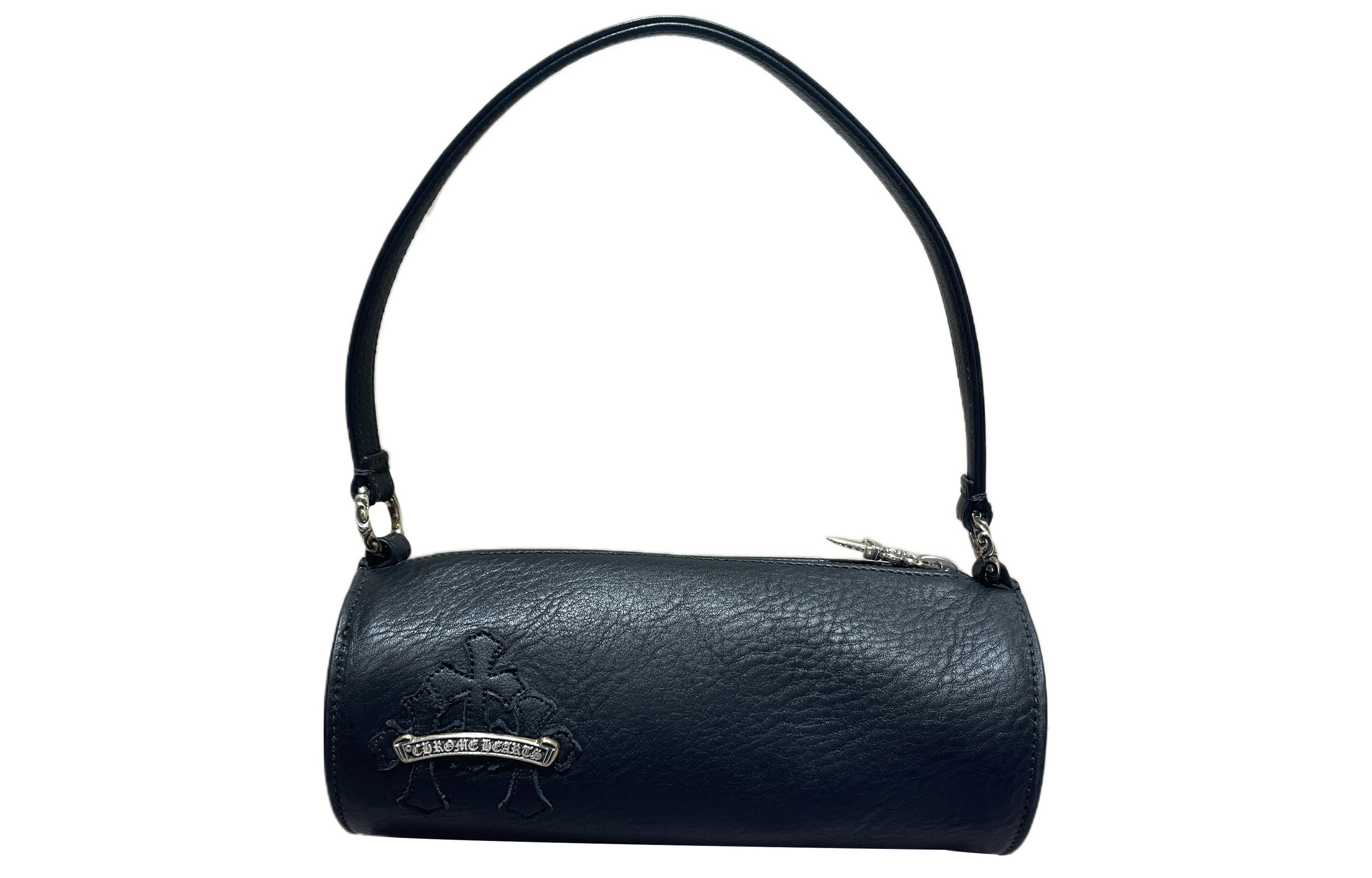 Chrome Hearts Leather Shoulder Bag, Cylinder Bag, Shoulder Bag, Handbag Small Women's Black/Silver