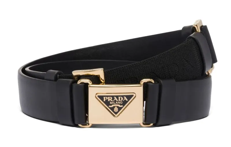 PRADA Calfskin Leather Belts Women's Black 2.5cm