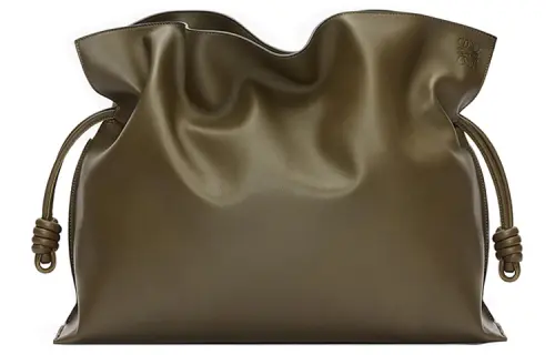 LOEWE Cow Leather Handbag, Shoulder Bag, Clutch Extra Large Women's Dark Khaki Green