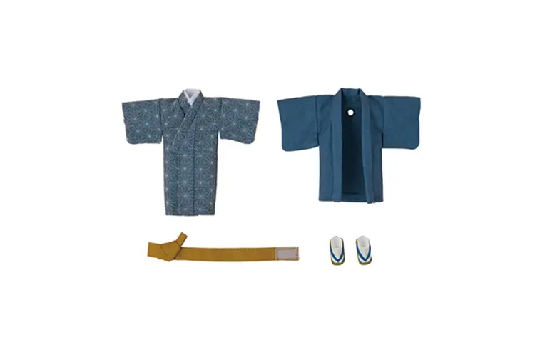 GSC Nendoroid Doll Boy Kimono Navy Blue & Gray Dress Set Model Accessories