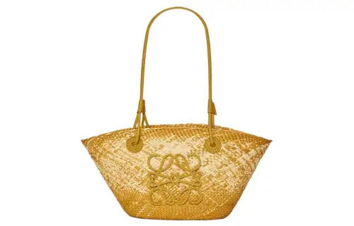 LOEWE Palm Leaf With Calfskin One Shoulder Handbag Mini Women's Yellow