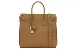 SAINT LAURENT SAC DE JOUR Calfskin Shoulder Bag, Crossbody Bag, Handbag Regular Men's Brown