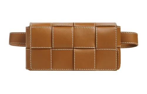 Bottega Veneta CASSETTE Cow Leather Fanny Pack Men's Brown