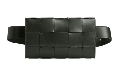 Bottega Veneta CASSETTE Calfskin Sling Bag, Fanny Pack Men's Dark Green