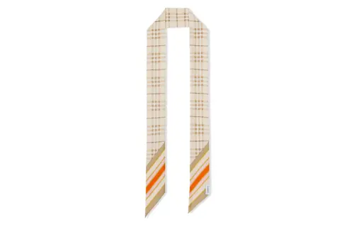 【Previous Season】check-print silk skinny scarf