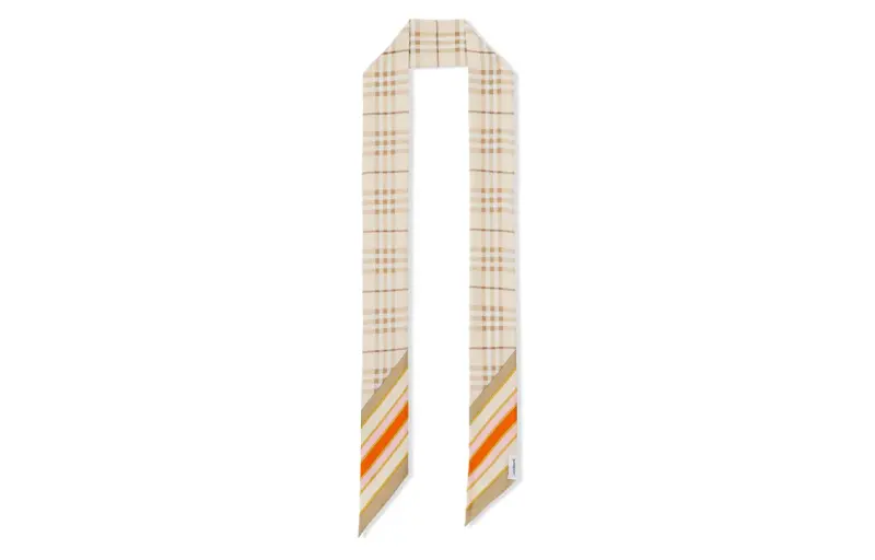 【Previous Season】check-print silk skinny scarf