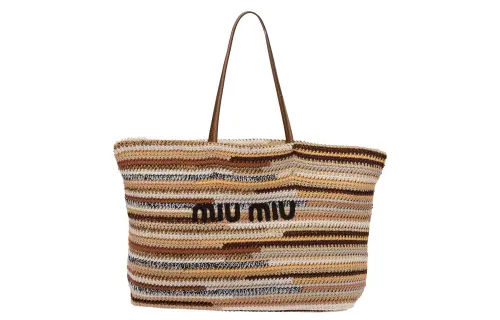 MIU MIU Straw And Wicker Tote Bag, Shopping Bag, Handbag Regular Women's Multicolor