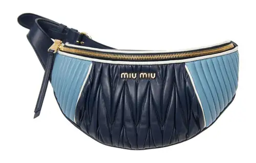 MIU MIU Lambskin Fanny Pack Women's Light Blue/Blue
