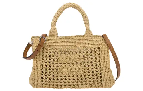 MIU MIU Straw And Wicker Crossbody Handbag Women's Brown