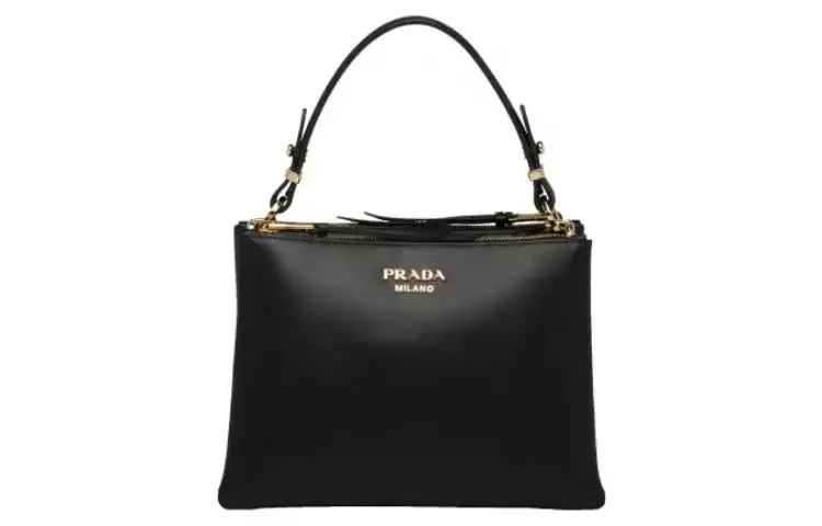 PRADA Leather Portable Crossbody Bag, Shoulder Bag Small Women's Black