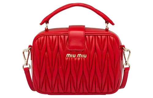 MIU MIU Sheepskin Crossbody Handbag Women's Red
