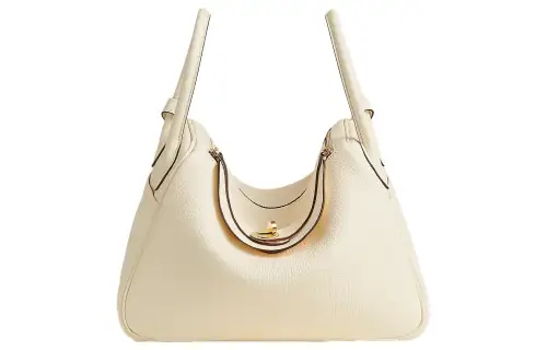 HERMES Lindy Clemence Bullock Leather Handbag 30 Women's I2 Nata Cream White