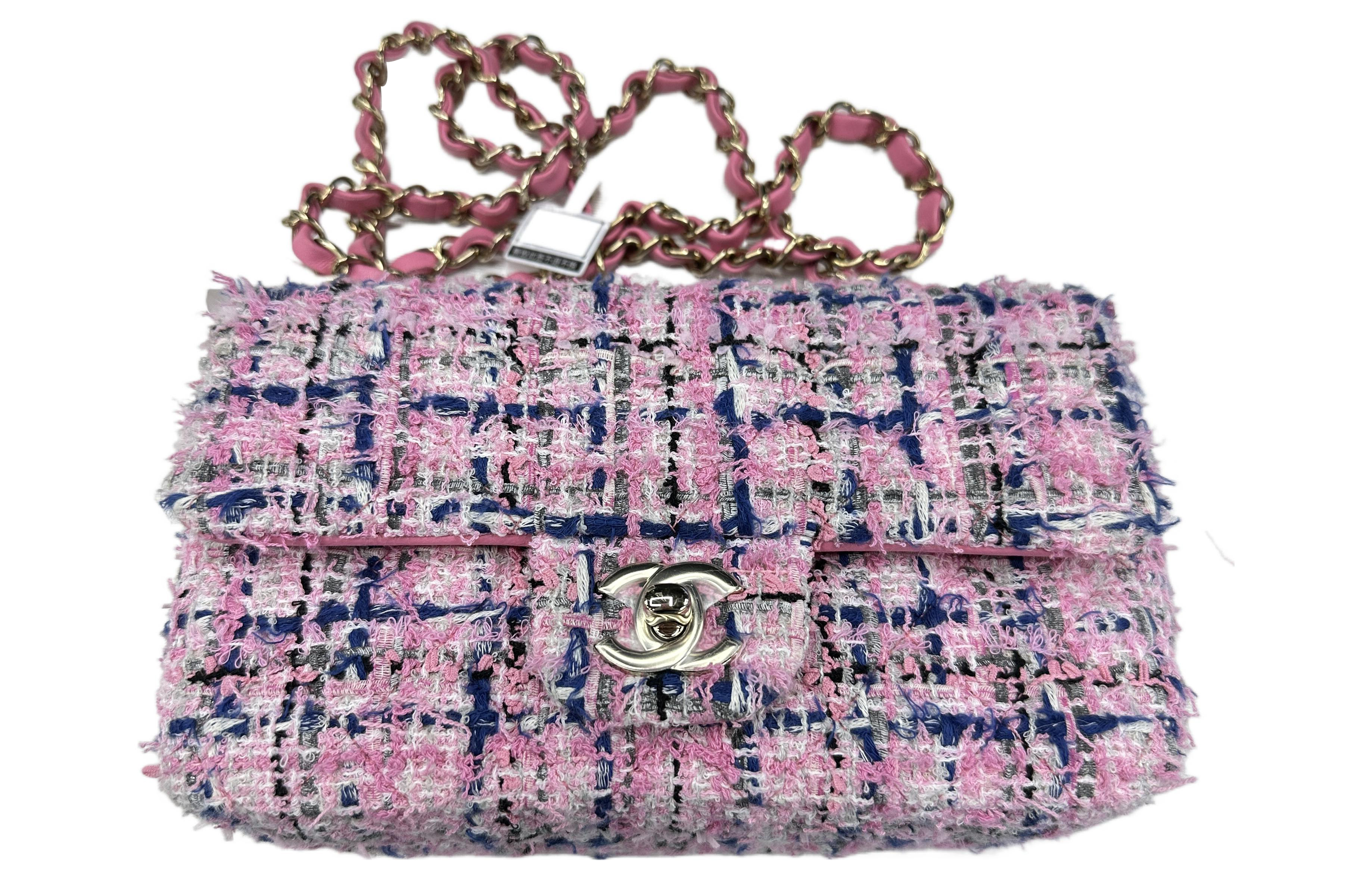 Женская сумка Chanel Classic Flap CF (сине-розовая)