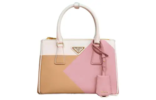 PRADA Galleria Killer Bag Leather Shoulder Bag, Crossbody Bag, Handbag Small Women's Corn Yellow/Petal Pink