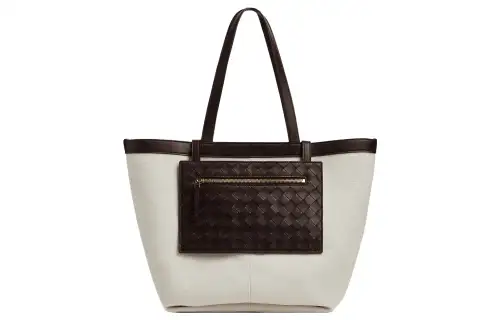 Bottega Veneta Canvas Bag, Tote Bag, Shopping Bag, Handbag Medium Women's Brown/White