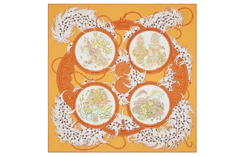 HERMES Silk Scarves Unisex Yellow