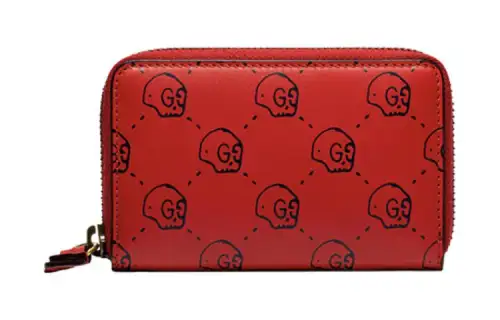 GUCCI Leather Wallet, Card Holder Men's Red