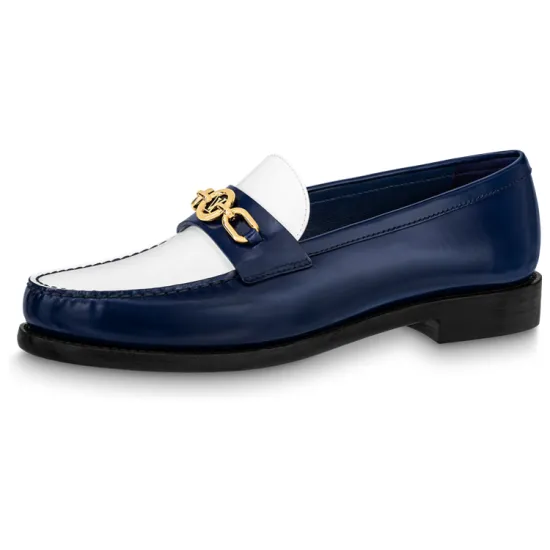 LOUIS VUITTON Chess Flat Loafer Shoes 'Blue' Women's