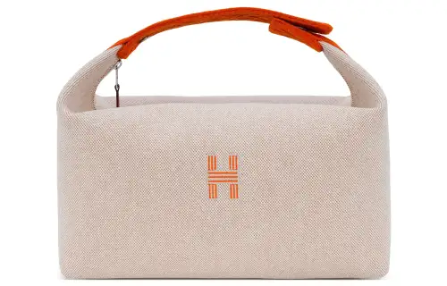 HERMES Bride a Brac Travel Cotton Storage Bag, Toiletry Bag Large Unisex Beige