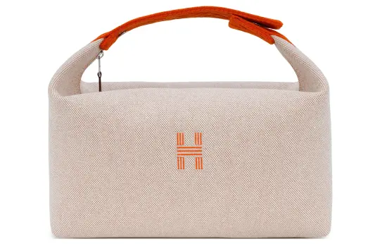HERMES Bride a Brac Travel Cotton Storage Bag, Toiletry Bag Large Unisex Beige