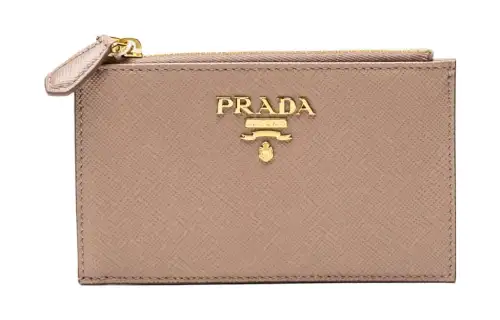 PRADA Fabric With Leather Wallet, Card Holder Regular Women's Pink