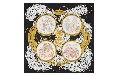 HERMES Silk Scarves Women's Black