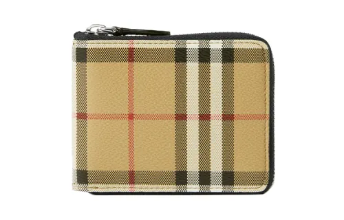 Burberry Leather Wallet Men's Beige