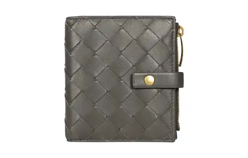 Bottega Veneta Sheepskin Wallet Mini Women's Gray