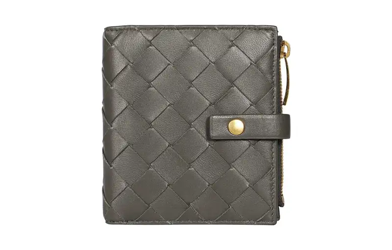 Bottega Veneta Sheepskin Wallet Mini Women's Gray