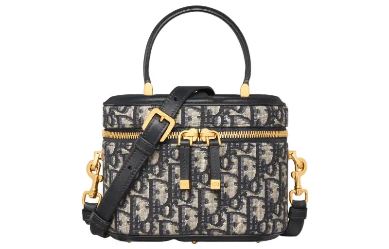 DIOR Oblique Print With Leather Shoulder Bag, Crossbody Bag, Handbag Small Women's Blue